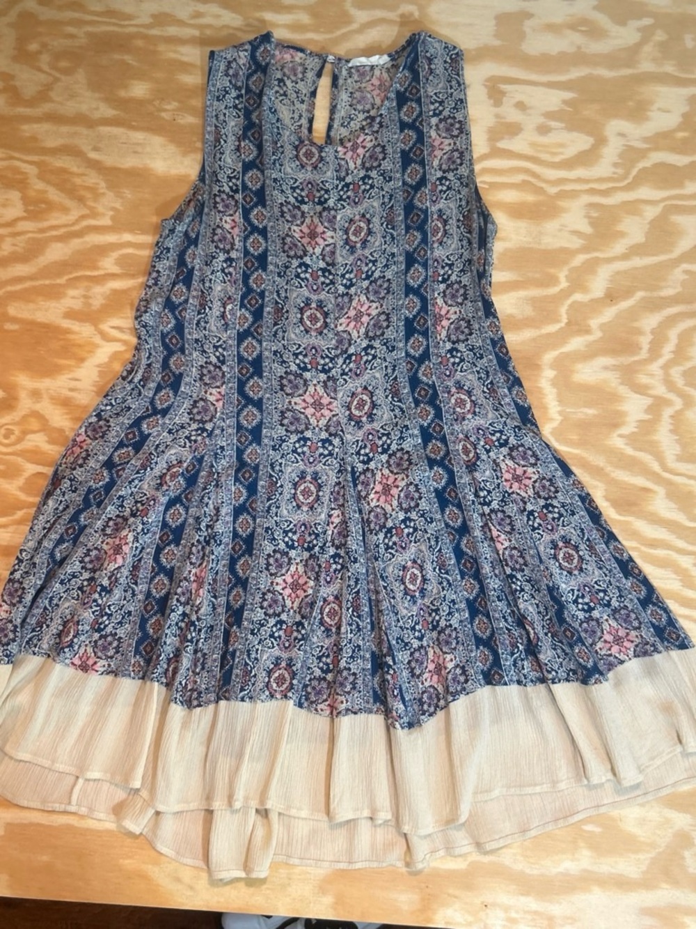 Boho Floral Tiered Dress - Lightweight Summer Dress Size L
